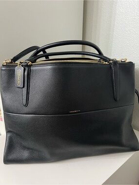 Coach Black Pebbled Leather Tote with Gold-Tone Hardware Runway Collection.